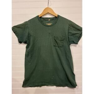 Vintage 1970s blank forest green distressed tee